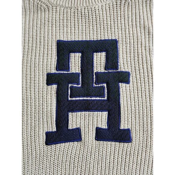 Tommy Hilfiger Monogrammed Applique Relaxed Sweater Size S Preppy - Picture 4 of 11